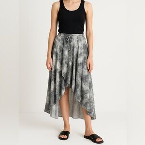 Alice Rinaldi Italy Gray Tie Dye Asymmetrical Waterfall Maxi Skirt Size Large